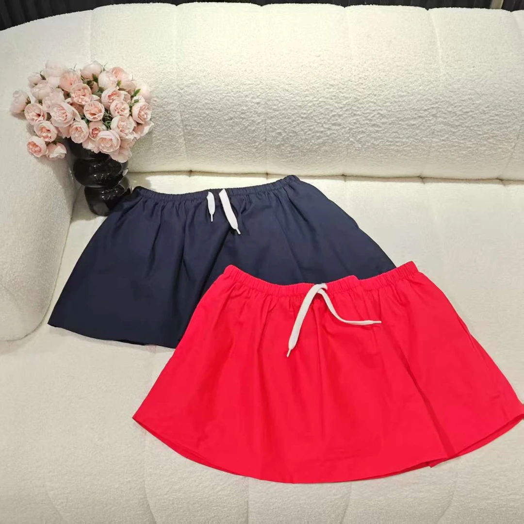 5470夏季新款纯色短裙松紧腰抽绳宽松显瘦半身裙