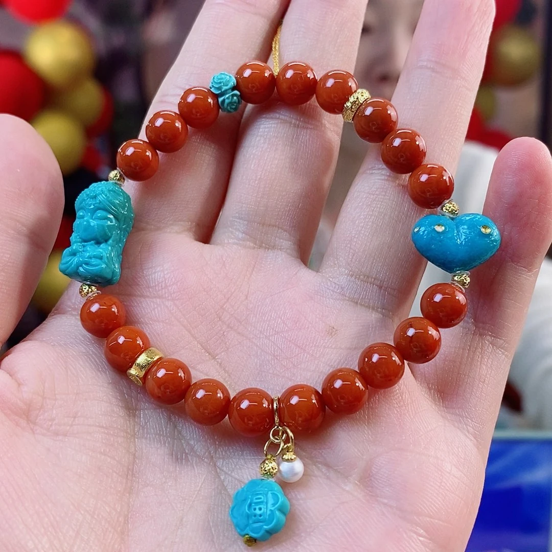 绿松石18K金镶嵌珠宝奇石