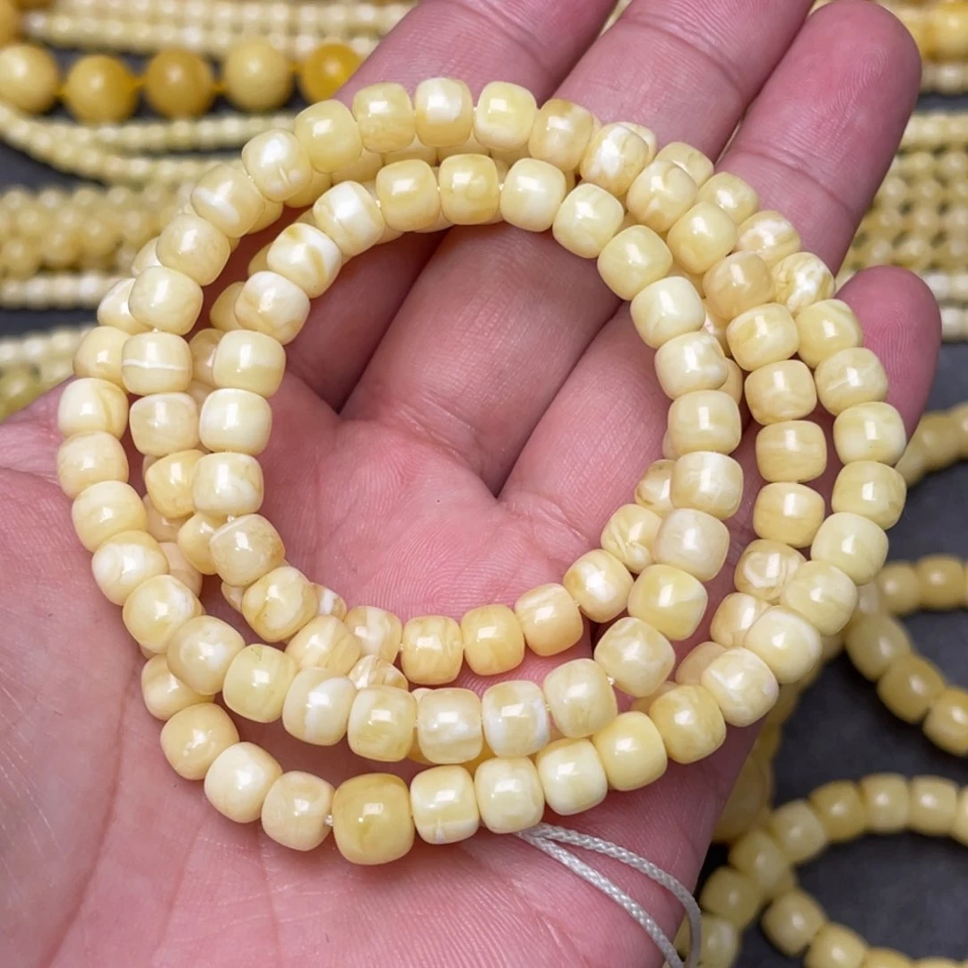 蜜蜡裸石未镶嵌蜜蜡佛珠6.5mm