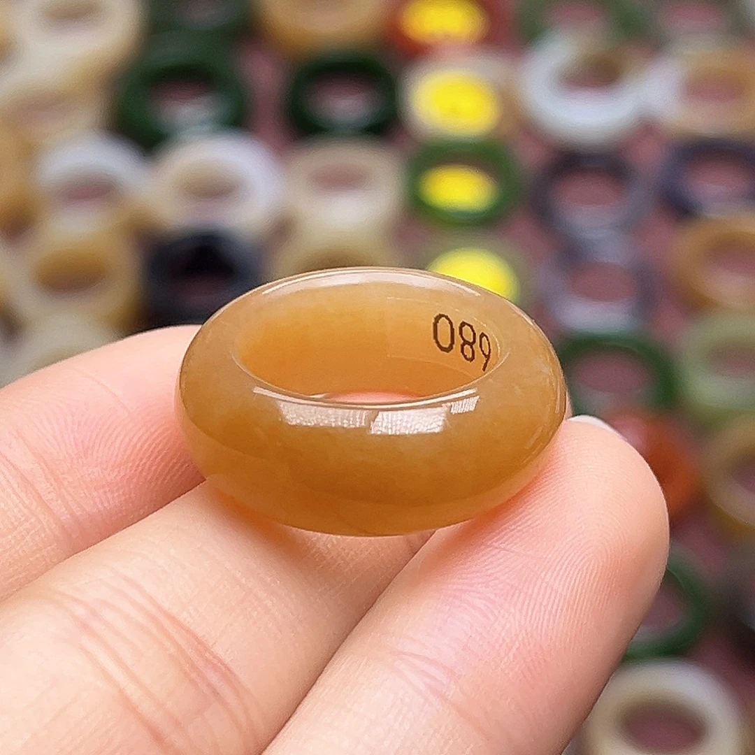 和田玉未镶嵌戒指16.2橘红糖