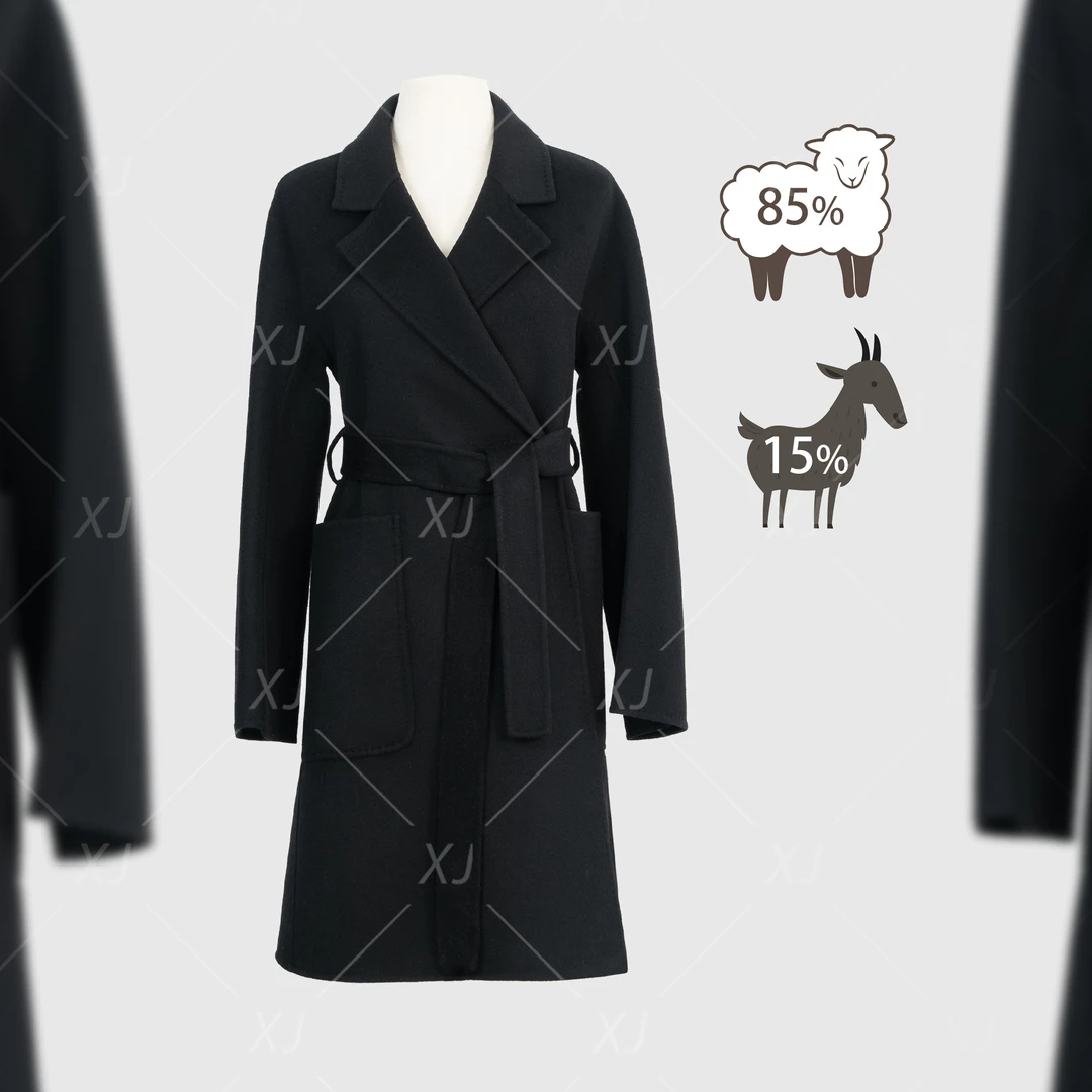 2025【小个子专版】翻领设计师款气质长款双面羊绒高端大衣H22006