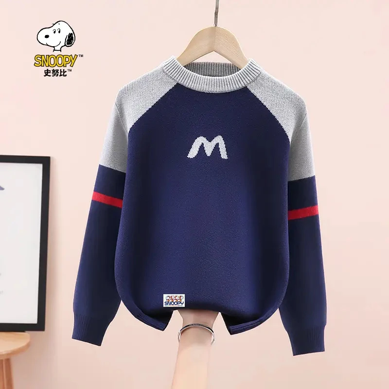 Snoopy/史努比男童毛衣儿童秋冬装加绒加厚纯棉针织衫中大童线衣