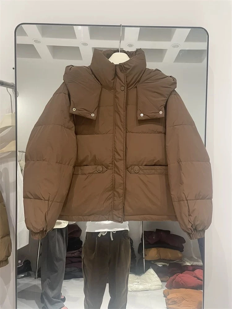 【立领连帽设计】洋气百搭时尚减龄韩版面包服外套-苋 17060(9801)