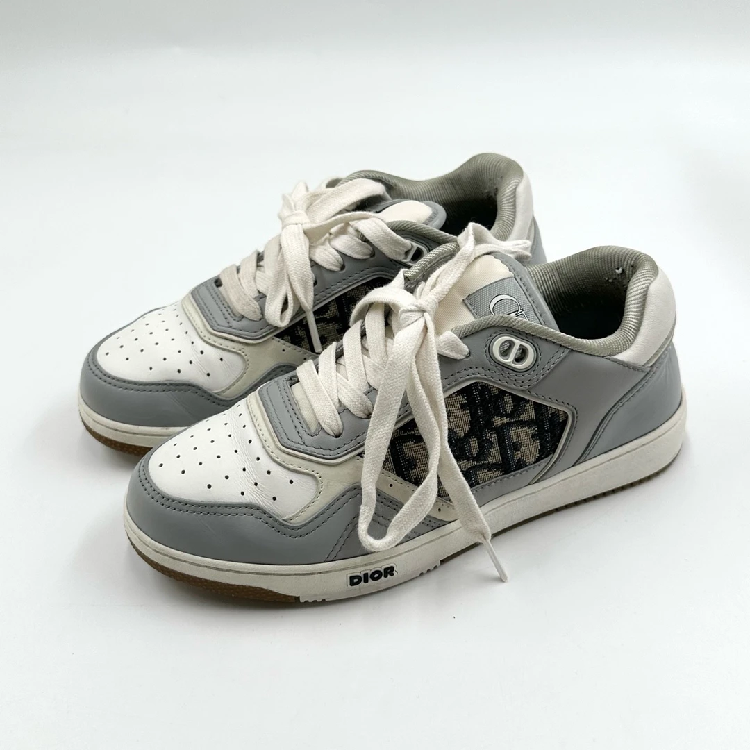 95新 DIOR/迪奥 36码/B27灰色老花板鞋/05956