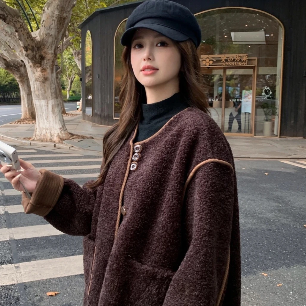 25909皮毛一体时尚百搭冬季厚外套（衣长61左右）