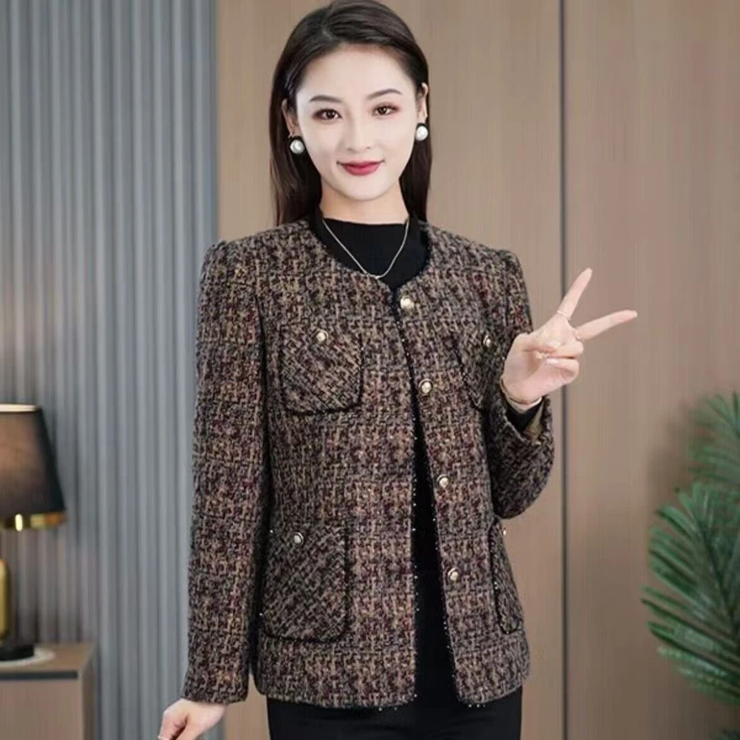 小香风妈妈春装外套洋气上衣2025新款中老年女夹克开衫