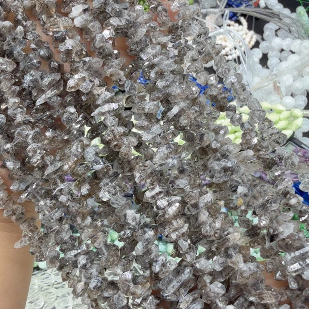 水晶珠宝半成品未镶嵌油胆闪灵双尖一条