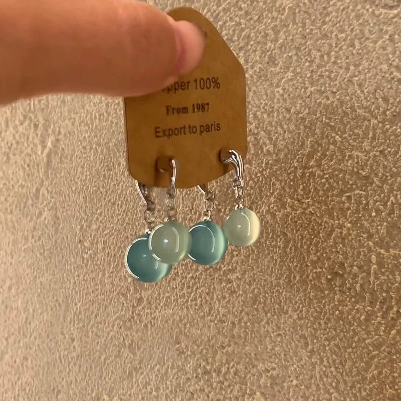 铜合金耳饰 Al6568小众手工卡通银色女日韩拼色时尚饰品几何形