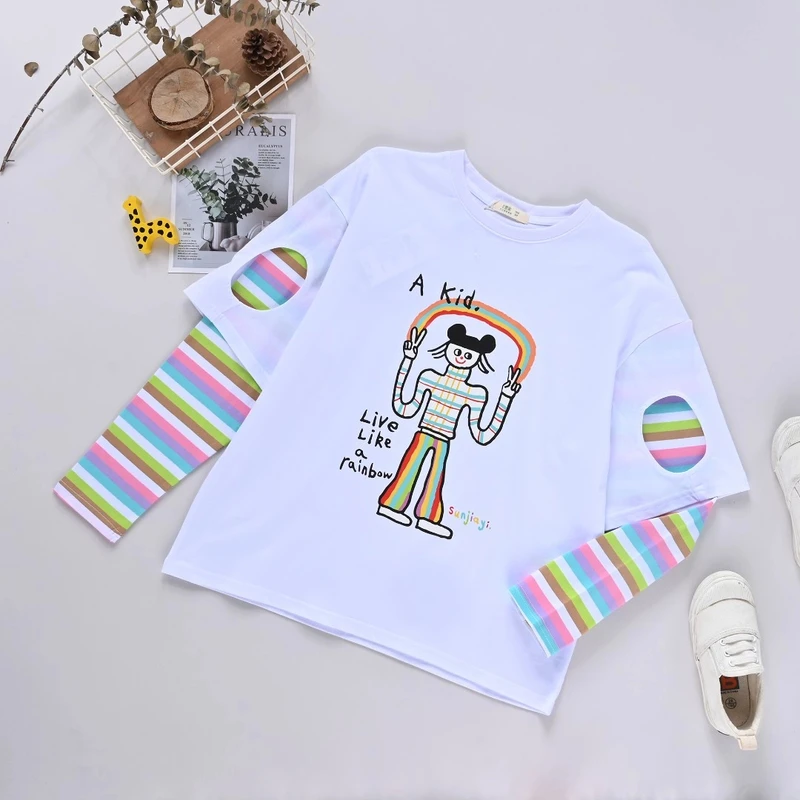 【优子壹家实体品牌】25秋款儿童长袖新款休闲针织拼接T恤6212122