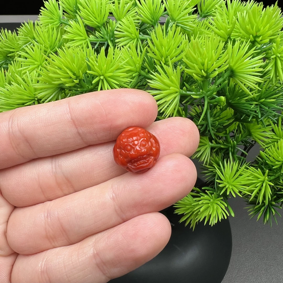 天然原矿无优化南红玛瑙貔貅圆珠卡15mm多样性发