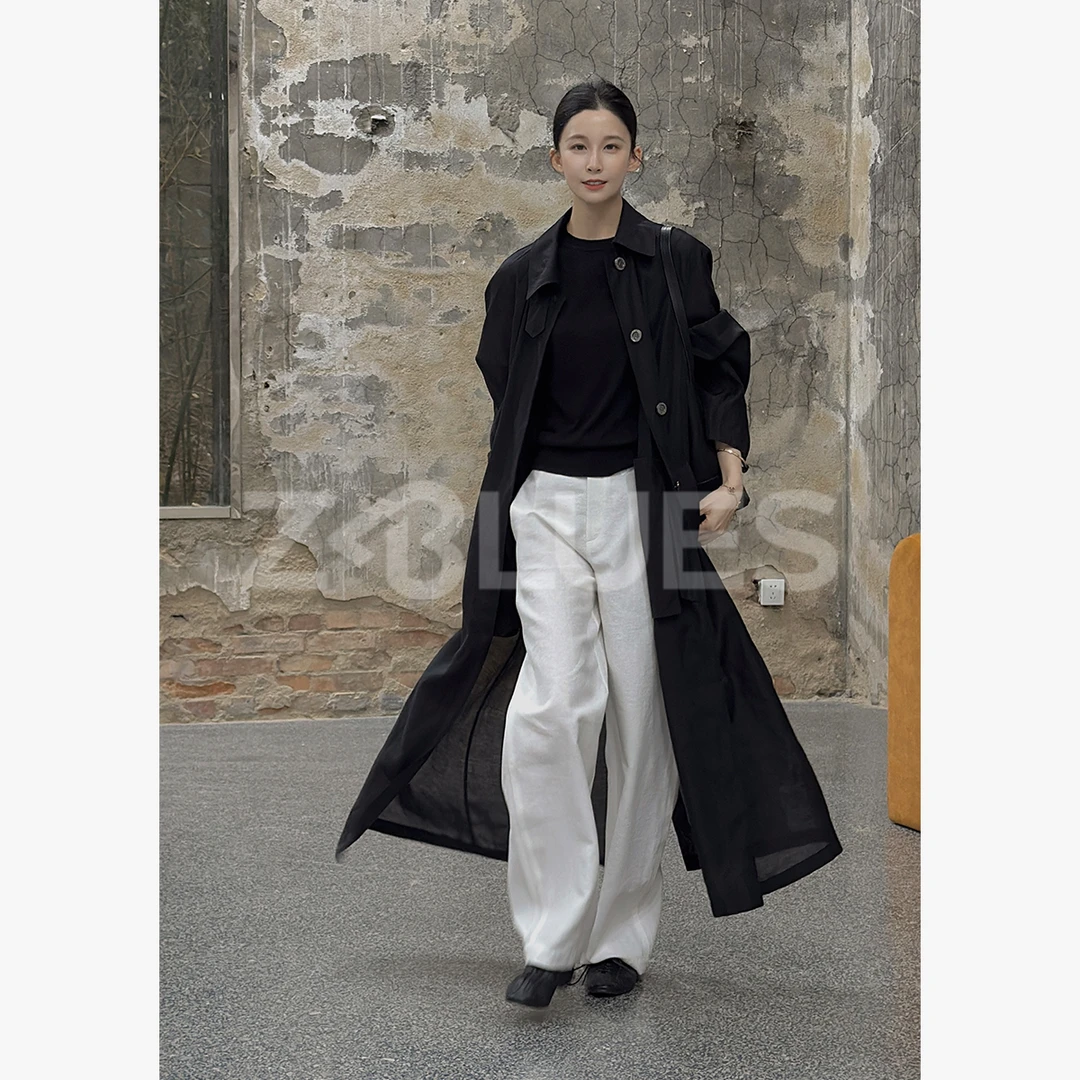 Z.blues【邂逅风衣】莱赛尔亚麻混纺薄款高质感长风衣YZJYJ0022