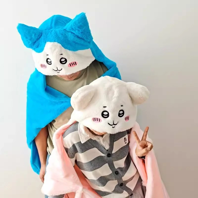 蓝猫乌萨奇吉伊卡哇小八连帽斗篷披风毛毯四季通用浴袍午休空调毯