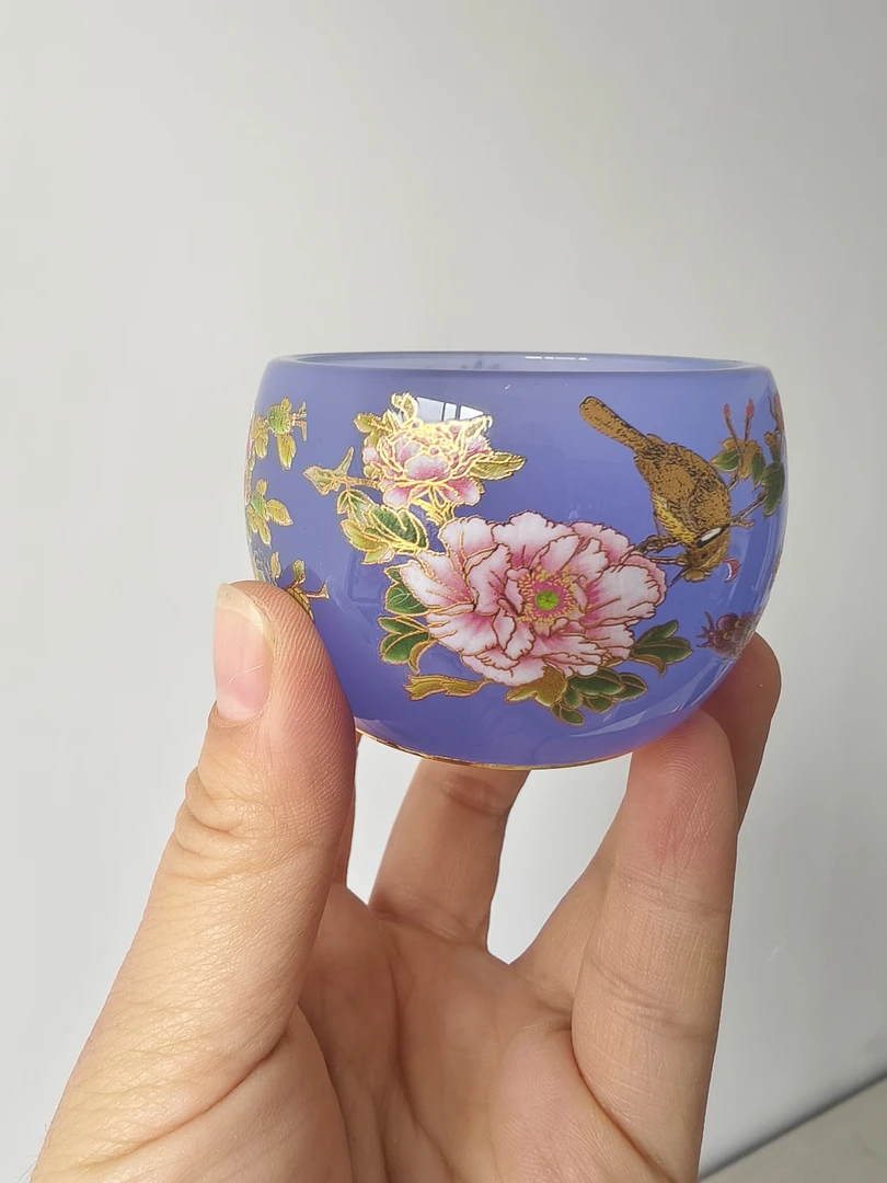 【紫色孔雀开屏】个人品茗专用琉璃杯中式功夫家用茶具