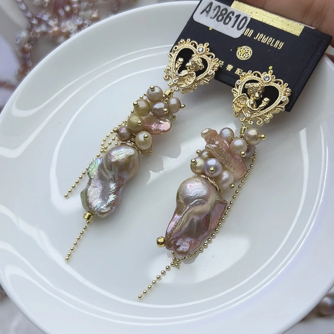 淡水珍珠耳饰银S925镶嵌