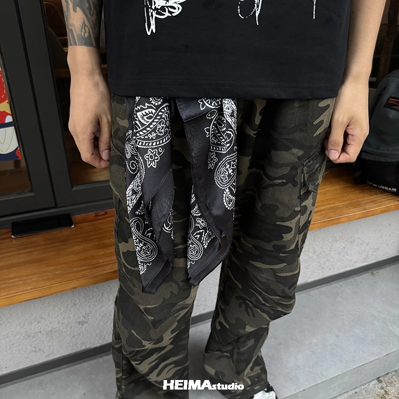 纯棉腰果花丝巾头巾嘻哈黑人美式街头机车街舞复古领巾双面方巾