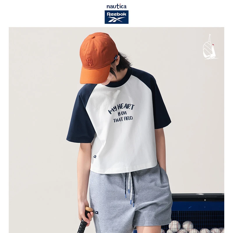 【联名限量】nautica×reebok联名日系插肩袖印花百搭t恤RB52TW43