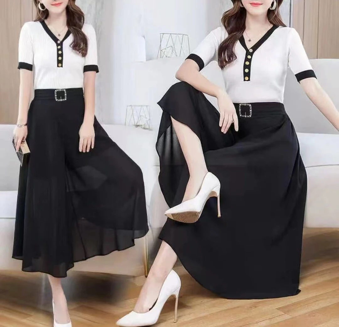 2025夏季裤裙新款显瘦遮肉时尚显瘦百搭中长款休闲黑色方扣裙裤