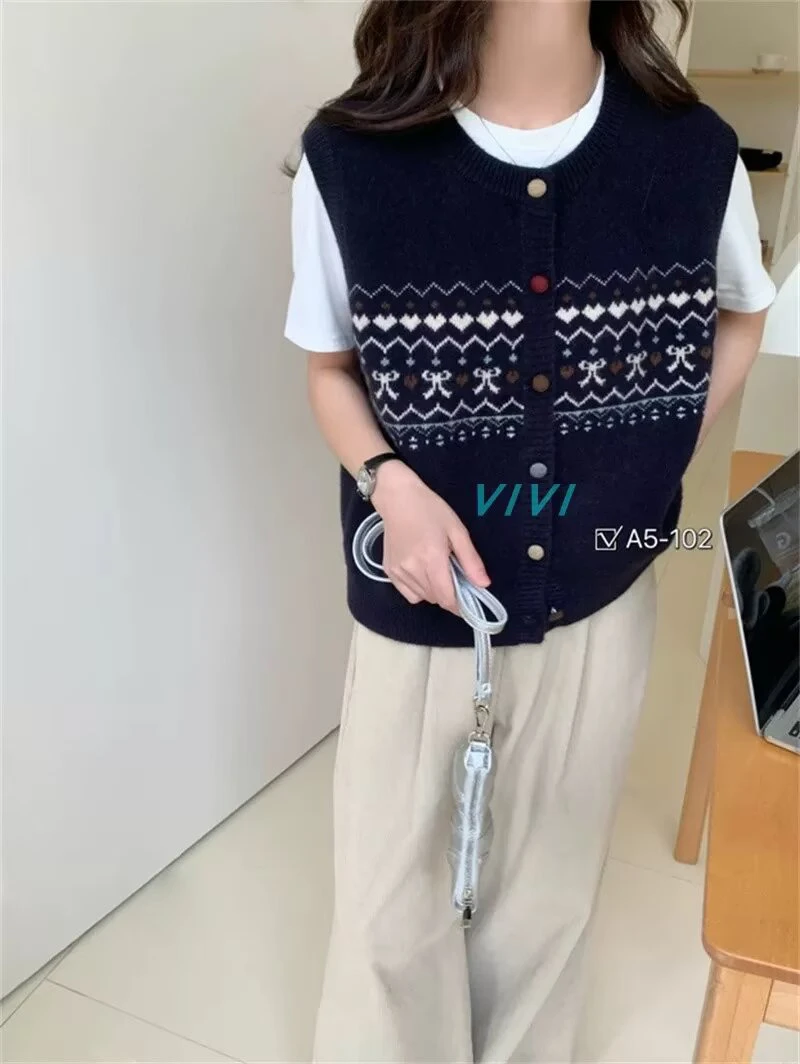 【小李微微胖】复古洋气提花针织慵懒风宽松休闲叠穿坎肩背心