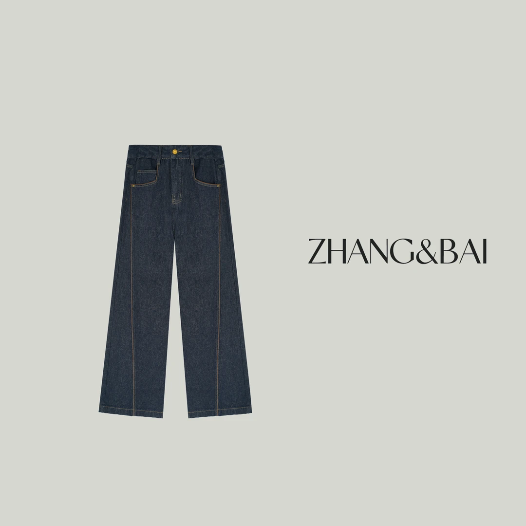 zhang&bai25&SS高定 |【黑金牛仔】解构牛仔裤裁剪明线奢感休闲百搭