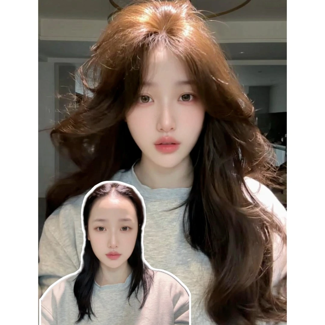 【了了专属】中分八字款升级手织头顶混真发大面积隐形蓬松假发片