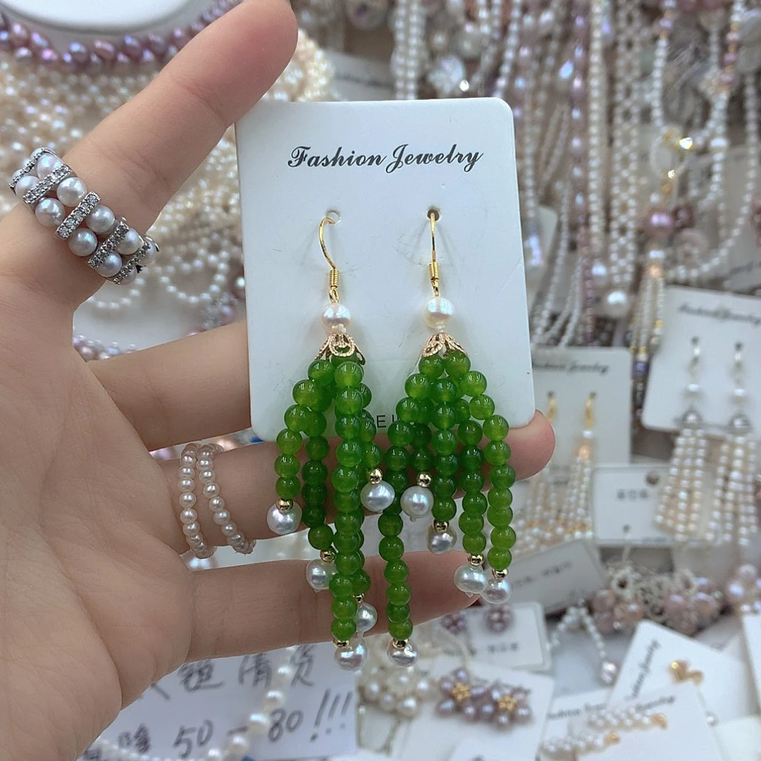 淡水珍珠银S925镶嵌耳饰