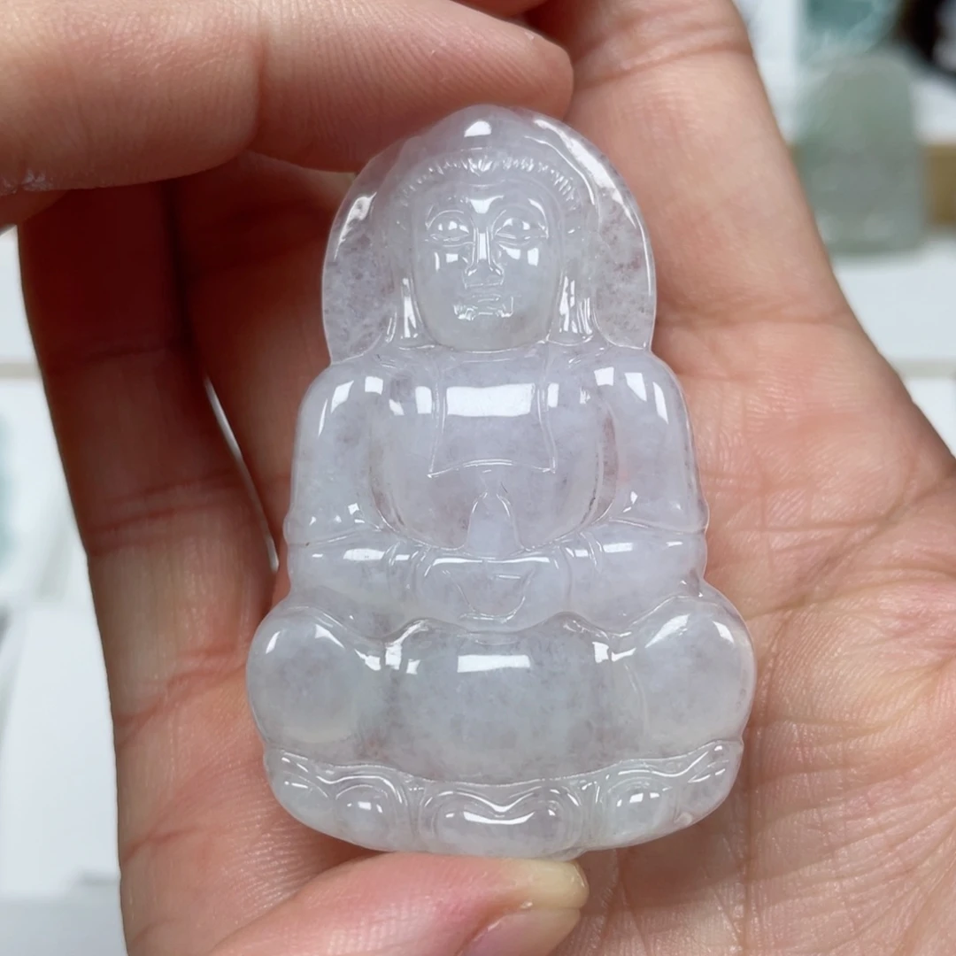 翡翠颈饰未镶嵌天然翡翠A货观音14号