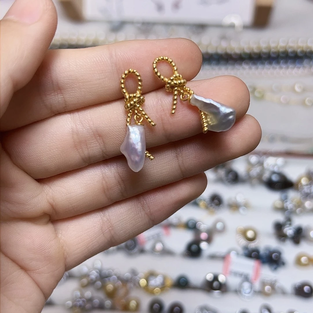 海水珍珠耳饰银S925镶嵌