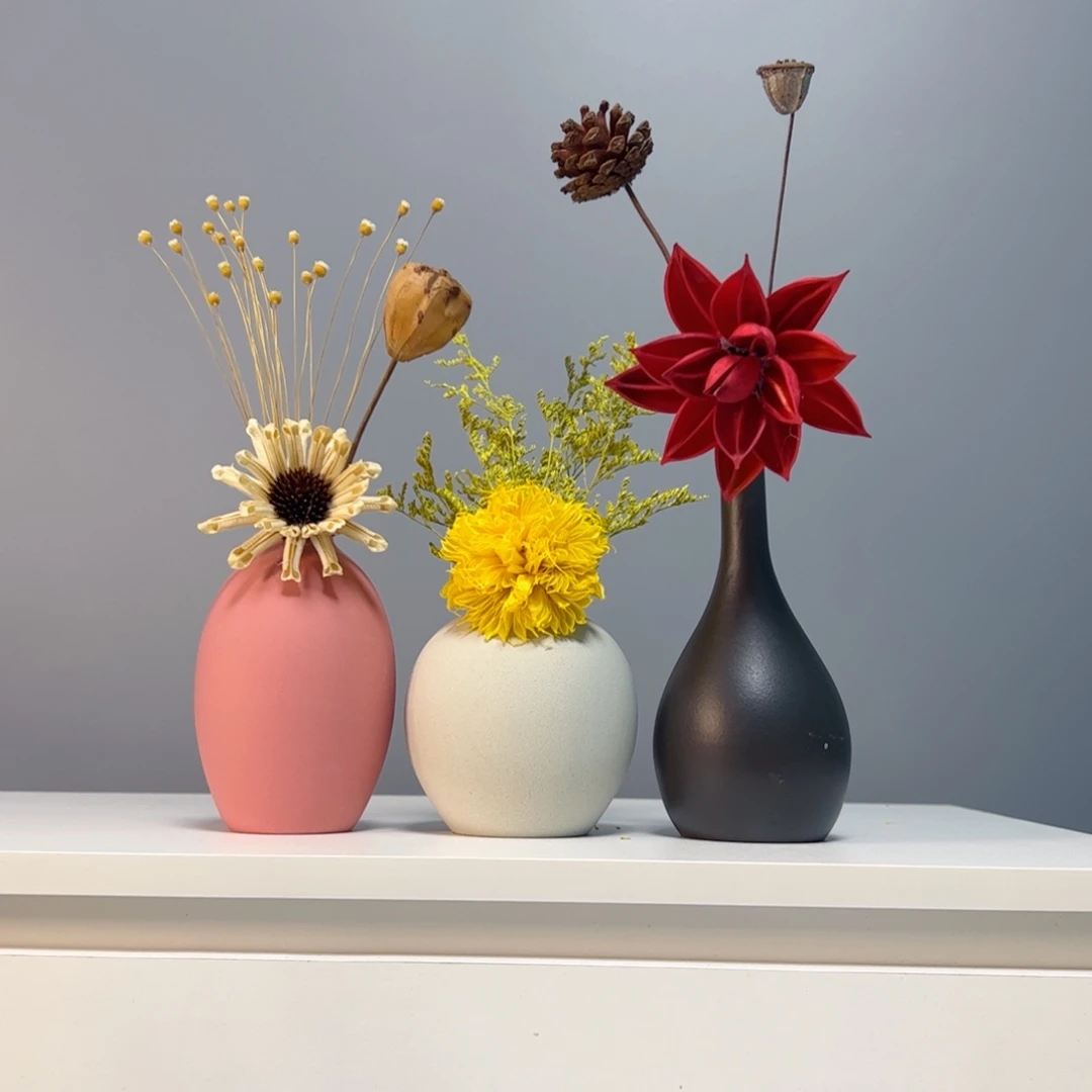 瓷片景德镇手作陶瓷花瓶摆件无孔