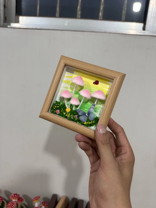 相框蘑菇小摆件超精致
