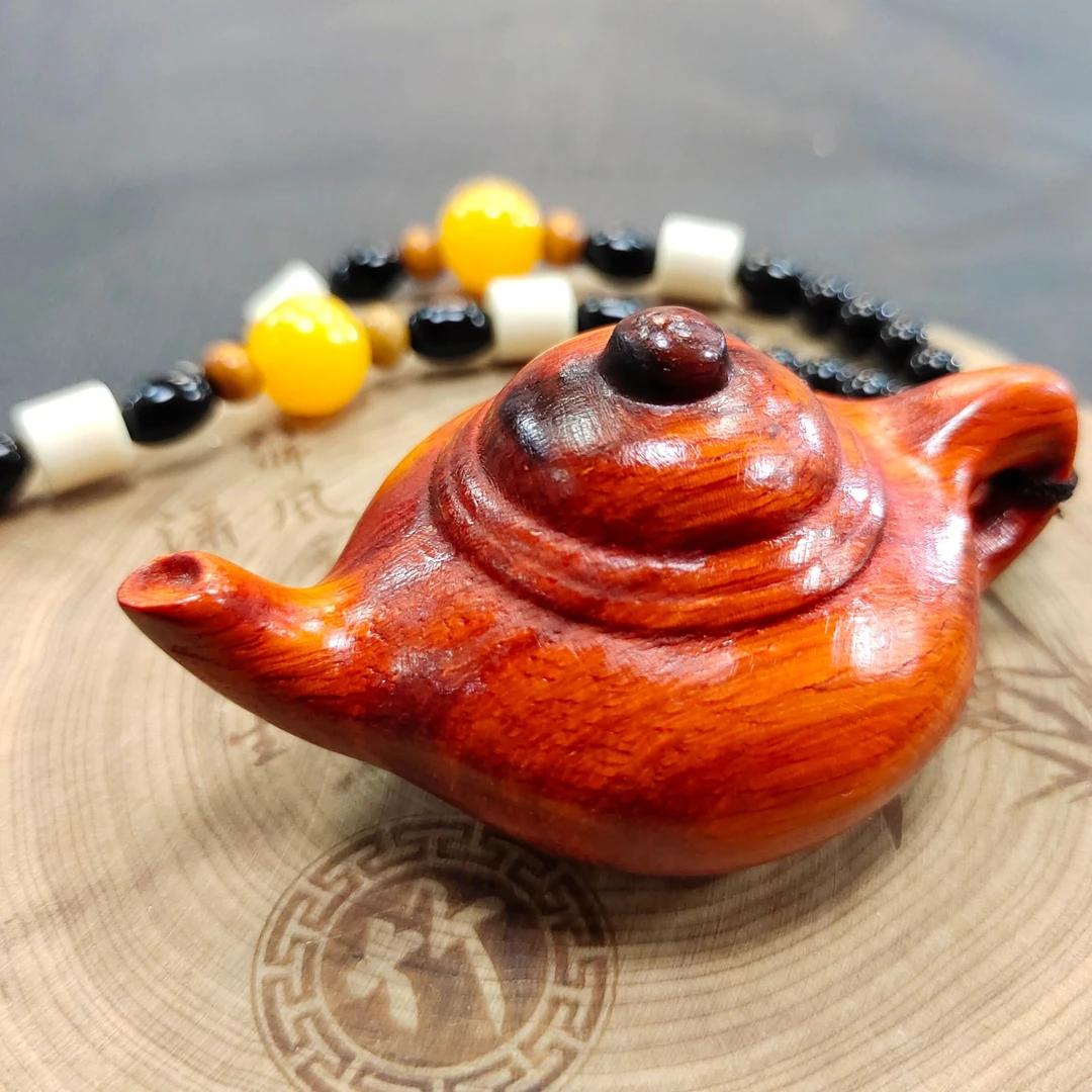 q-S6080-红花梨茶壶手把件