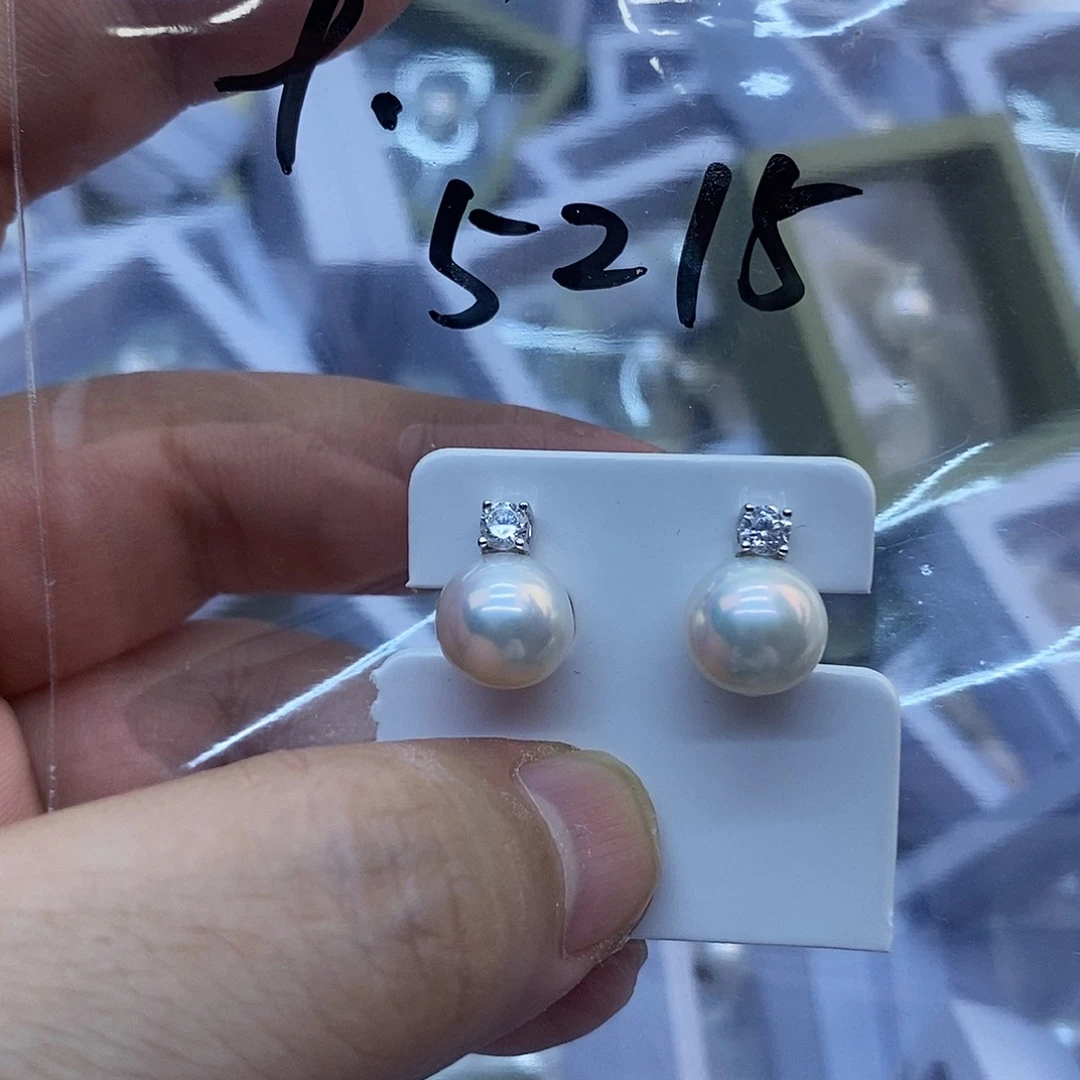 银S925镶嵌淡水珍珠耳饰