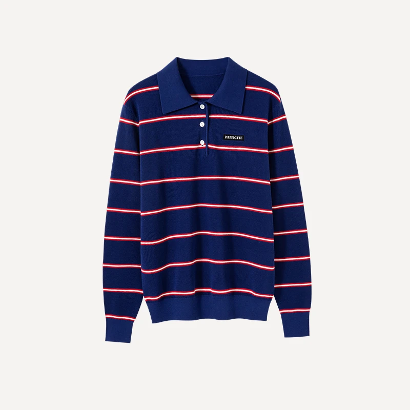 5NDT023【蓝精灵】【NICOLE.ZHAO】设计高端时尚气质短袖条纹POLO衫