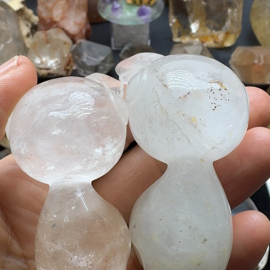 石材一对白水晶小鹿福利