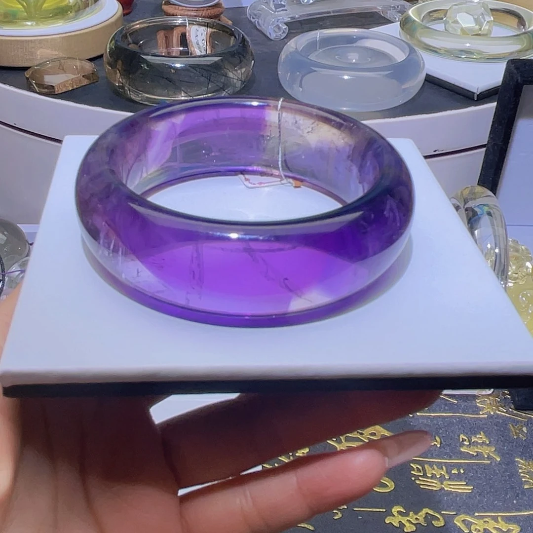 水晶手镯未镶嵌 天然紫水晶乌拉圭紫53圈