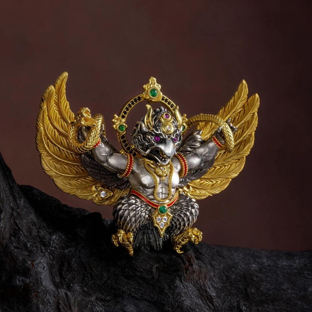 吊坠925银 【雅银】原创设计第七代金翅大鹏鸟手工银饰国风