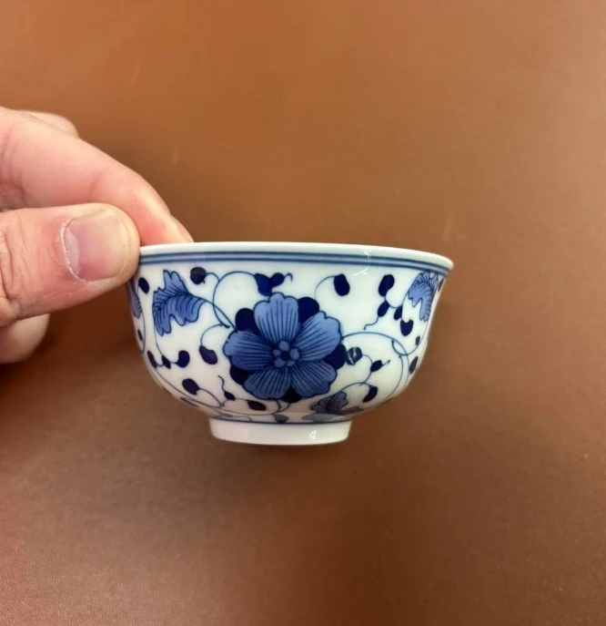 景德镇陶瓷供应链青花团花花卉主人杯183y