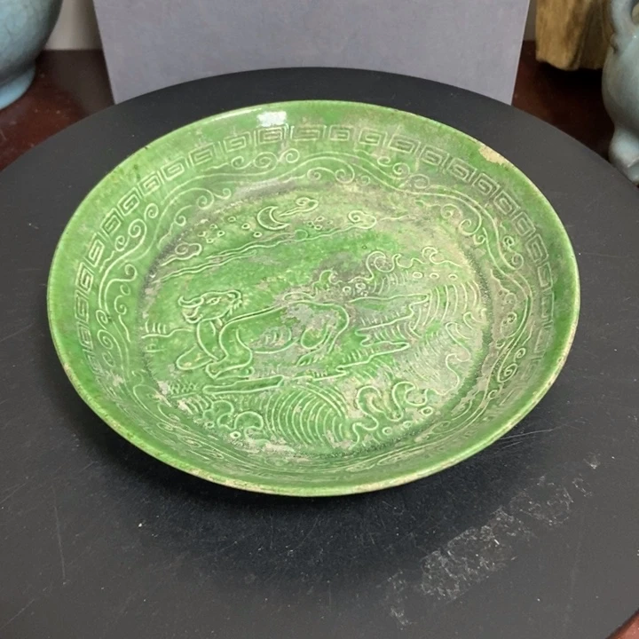 摆件鄙**珍绿定盘子器型规整
