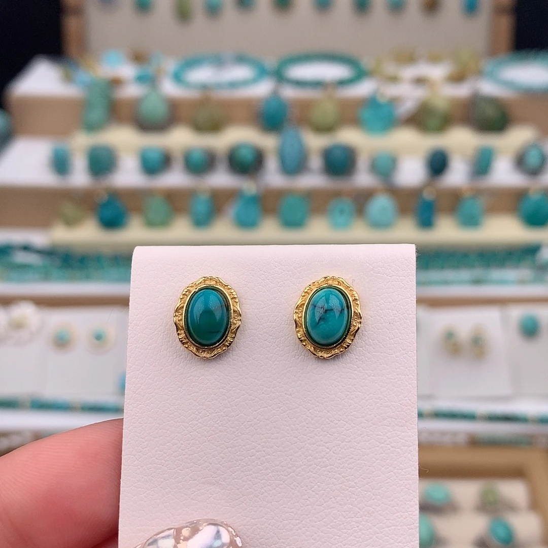 绿松石未镶嵌耳饰
