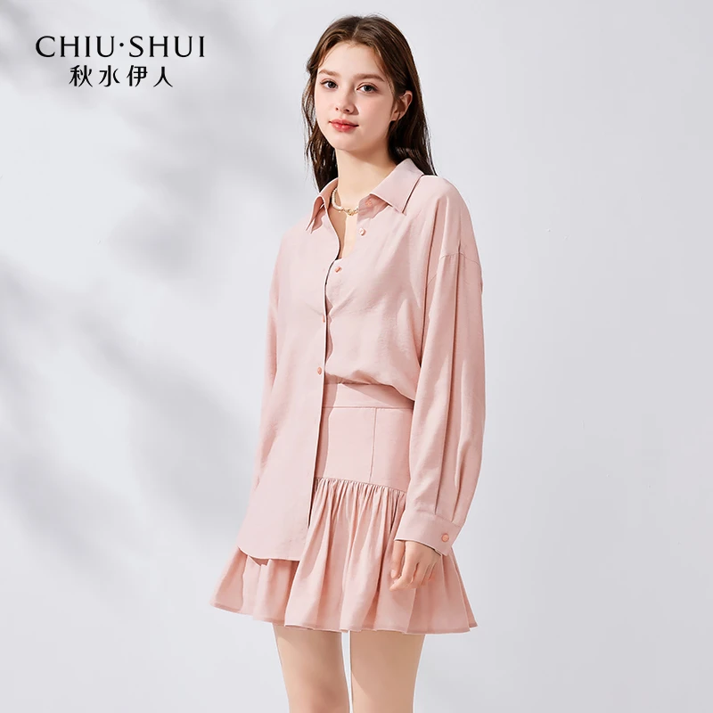 【折扣】秋水伊人宽松落肩衬衫小A半身裙春季套装624103M010560