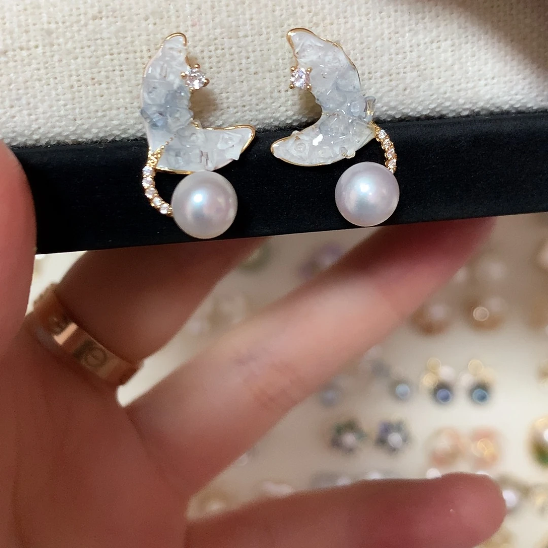 淡水珍珠耳饰合金