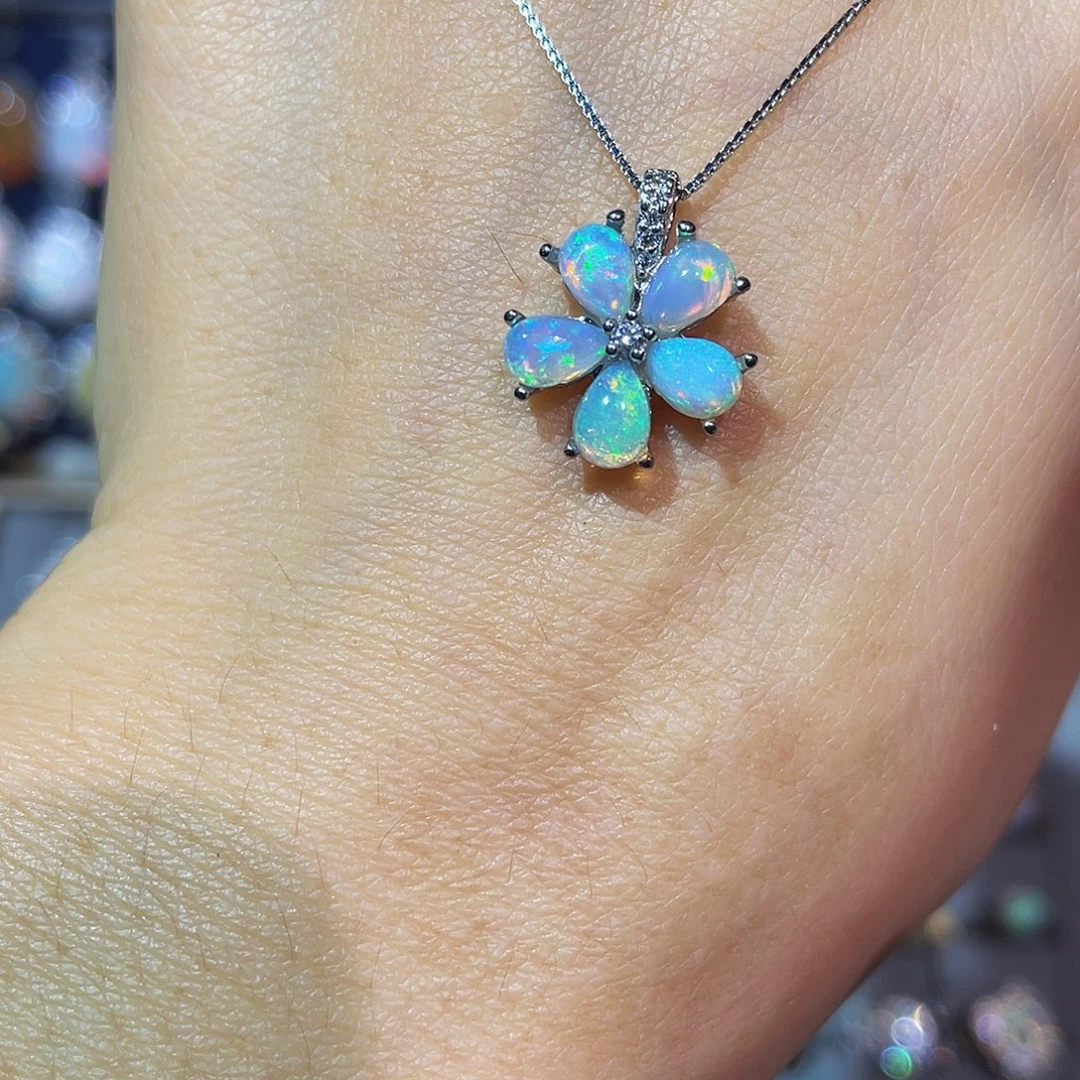 欧泊银S925镶嵌吊坠