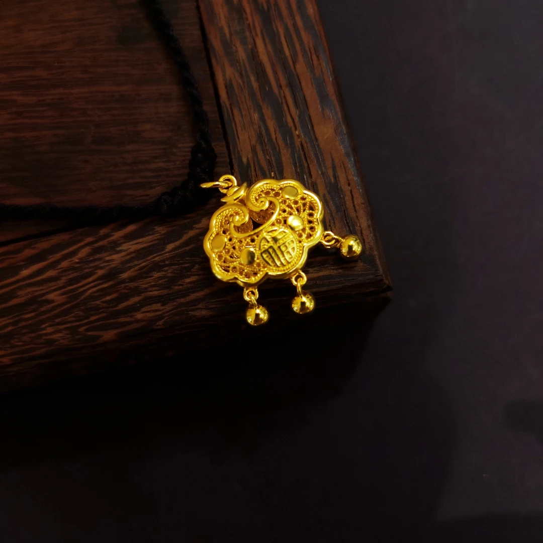 吊坠足银 足银吊坠999金足银铃铛平安锁吊坠经典时尚福字精美吊坠