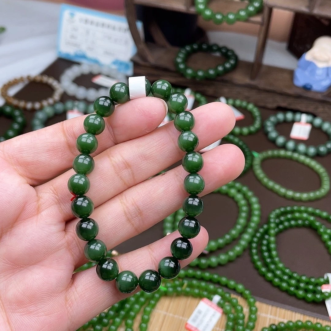 和田玉未镶嵌手链黑猫猫眼卡8