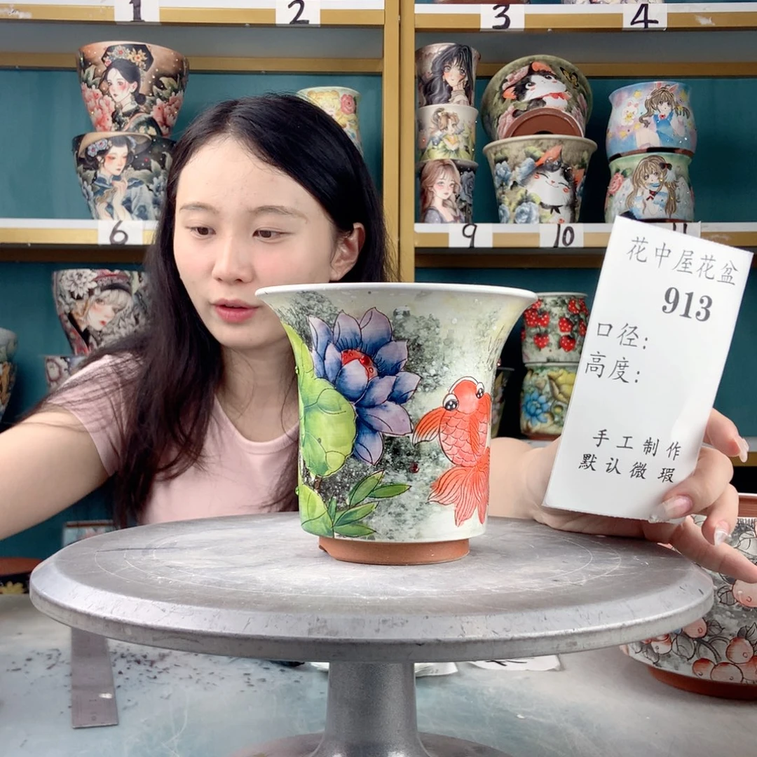 景德镇手工花盆913