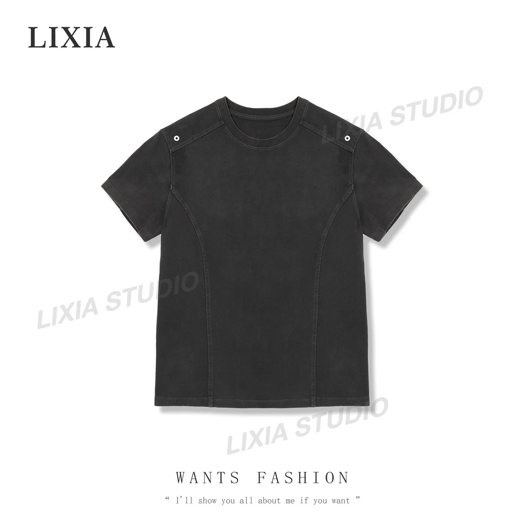 LIXIA【穆勒】时尚设计师圆领春夏百搭T恤-3683