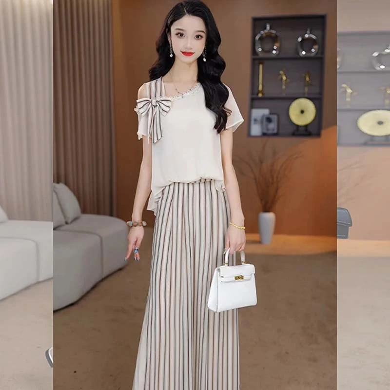 【两件套】2025夏季新款休闲气质时尚大气减龄收腰显瘦套裤D2939