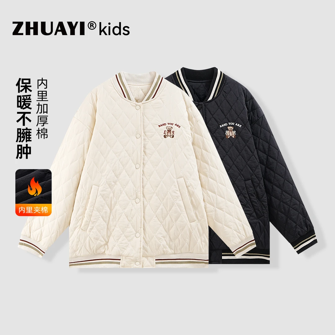 女童棉服2025休闲棒球服学生女孩夹棉外套儿童保暖（24302317）4