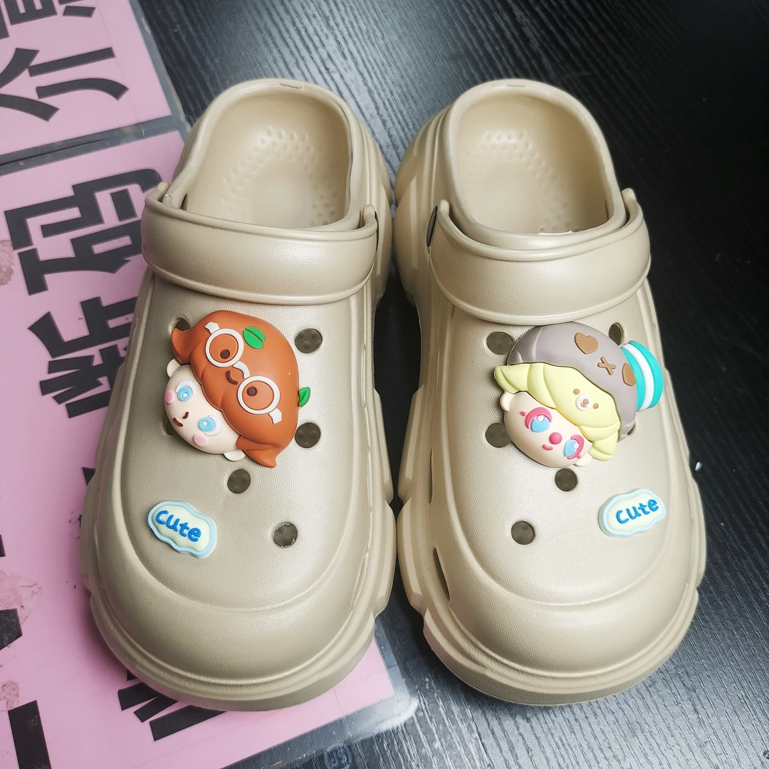 EVA低帮舒适女洞洞鞋防滑外穿卡通风网红高跟夏秋季凉鞋