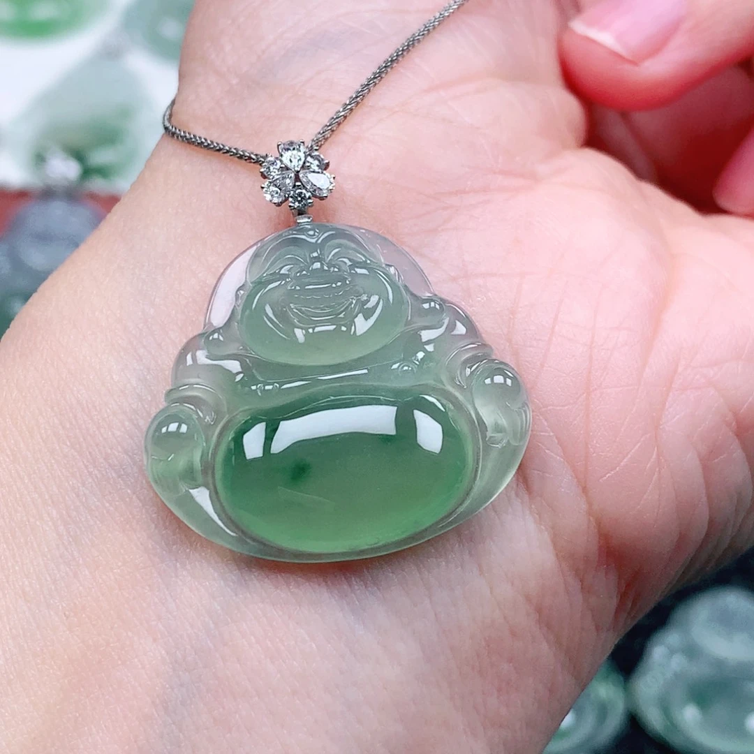 吊坠(不含链)18K金镶嵌翡翠