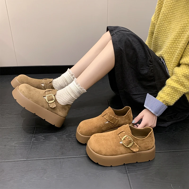 牛皮勃肯鞋女秋季时尚穿搭增高厚底一脚蹬外穿单鞋8601